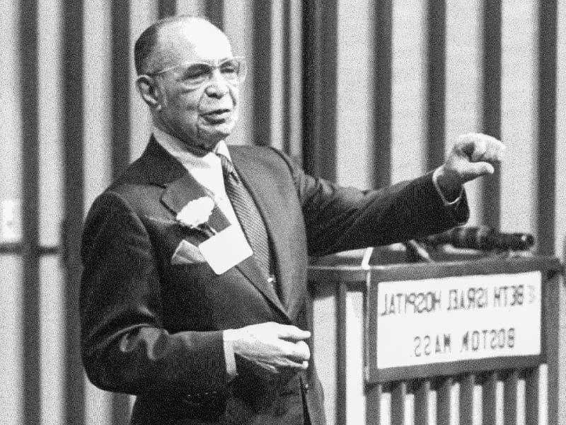 Dr. William Montague Cobb speaks at Beth Israel Hospital in Boston. (Photo courtesy of Beth Israel Lahey Health)