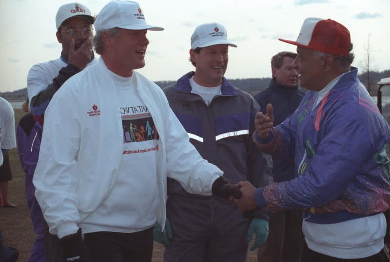 Dr. Edward Cooper (left) with then-President Bill Clinton and Vice President Al Gore at an American Heart Month event in February 1993. Cooper was president of the American Heart Association at the time. (Photo courtesy of Clinton Presidential Library/Ralph Alswang)